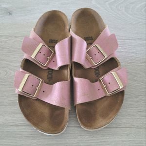 Birkenstock🌷Arizona Washed Metallic Pink Suede size 6 1/2, 37
